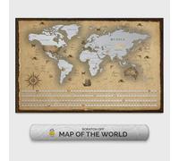 Giallobus - Mappa del mondo da grattare - Scratch off map - Carta Patinata - 68L x 43,5l cm - 02 - Mappa del tesoro - Idee regalo - Grattabile con bandiere - argento