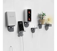 Giallobus - Mensole da parete moderne multiuso - Fly - Vetro acrilico + viti e tasselli - 10L x 10l cm - 02 - Grey color - Kit 6 pz. da muro - Fissaggio rapido Adesivo o Vite incluso