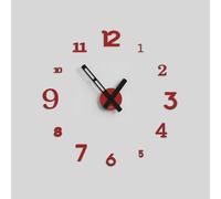 Giallobus - Orologio da Parete Adesivo Grande Float - Typos - Legno Mdf - Float ⌀ 60/80/110cm - 16 - Rouge - Orologio da parete moderno - Numeri adesivi 3d - Diametro variabile 60/80/100cm