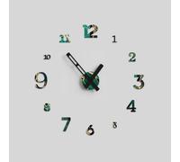 Giallobus - Orologio da Parete Adesivo Grande Float - Typos - Legno Mdf - Float ⌀ 60/80/110cm - 24 - Emerald marble - Orologio da parete moderno - Numeri adesivi 3d - Diametro variabile 60/80/100cm