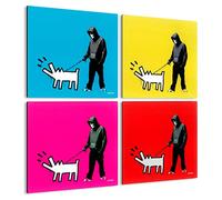 Giallobus - Quadri 4 Multi Pannello Art Board - Banksy - Le opere più Belle di Banksy - Raccolta 2 - Legno MDF - 29,7x29,7 - x 4 Pezzi
