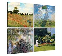 Giallobus - Quadri 4 Multi Pannello Art Board - Claude Monet - Le opere più Belle di Monet - Raccolta 1 - Legno MDF - 29,7x29,7 - x 4 Pezzi