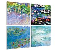 Giallobus - Quadri 4 Multi Pannello Art Board - Claude Monet - Le opere più Belle di Monet - Raccolta 2 - Legno MDF - 29,7x29,7 - x 4 Pezzi