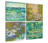 Giallobus - Quadri 4 Multi Pannello Art Board - Claude Monet - Le opere più Belle di Monet - Raccolta 4 - Legno MDF - 29,7x29,7 - x 4 Pezzi