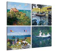 Giallobus - Quadri 4 Multi Pannello Art Board - Claude Monet - Le opere più Belle di Monet - Raccolta 6 - Legno MDF - 29,7x29,7 - x 4 Pezzi
