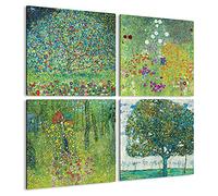 Giallobus - Quadri 4 Multi Pannello Art Board - Gustav Klimt - Le opere più Belle di Klimt - Raccolta 2 - Legno MDF - 29,7x29,7 - x 4 Pezzi