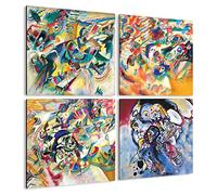 Giallobus - Quadri 4 Multi Pannello Art Board - Vassily Kandinsky - Le opere più Belle di Kandinsky - Raccolta 4 - Legno MDF - 29,7x29,7 - x 4 Pezzi