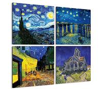 Giallobus - Quadri 4 Multi Pannello Art Board - Vincent Van Gogh - Le opere più Belle di Van Gogh - Raccolta 1 - Legno MDF - 29,7x29,7 - x 4 Pezzi