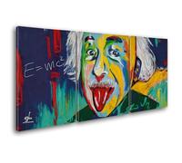 Giallobus - Quadri Grande Formato XXL - Pop Art - Einstein - Tela Canvas - 218x100cm | 3pcs. x 70x100cm - Pronto da Appendere - Quadri Moderni per la casa
