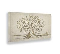 Giallobus - Quadro - 01 - Capezzale Moderno - Sacra Famiglia e Albero della Vita - Beige - Tela Canvas Telaio Premium Alto Spessore - 100x50 - Pronto da Appendere - Quadri Moderni per la casa