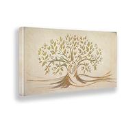 Giallobus - Quadro - 05 - Capezzale Moderno - Sacra Famiglia e Albero della Vita - Gold&Rose - Tela Canvas Telaio Premium Alto Spessore - 70x35 - Pronto da Appendere - Quadri Moderni per la casa