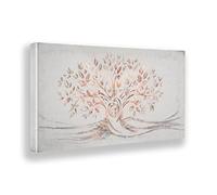 Giallobus - Quadro - 08 - Capezzale Moderno - Sacra Famiglia e Albero della Vita - Riflessi Rosa - Tela Canvas Telaio Premium Alto Spessore - 70x35 - Pronto da Appendere - Quadri Moderni per la casa