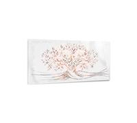 Giallobus - Quadro - 08 - Capezzale Moderno - Sacra Famiglia e Albero della Vita - Riflessi Rosa - Vetro Acrilico - 100x50 - Pronto da Appendere - Quadri Moderni per la casa