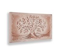 Giallobus - Quadro - 09 - Capezzale Moderno - Sacra Famiglia e Albero della Vita - Rosa Antico - Tela Canvas Telaio Standard - 70x35 - Pronto da Appendere - Quadri Moderni per la casa