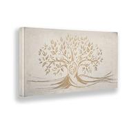 Giallobus - Quadro - 10 - Capezzale Moderno - Sacra Famiglia e Albero della Vita - Vintage - Tela Canvas Telaio Premium Alto Spessore - 70x35 - Pronto da Appendere - Quadri Moderni per la casa