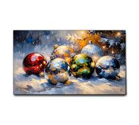 Giallobus - Quadro - 16 - Palline natalizie - Tela Canvas Telaio Standard - 100L x 60l cm - Pronto da appendere - Quadri moderni per la casa