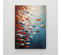 Giallobus - Quadro - 21 - Pesci rossi e mare blu - Tela Canvas Telaio Standard - 35L x 50l cm - Pronto da appendere - Quadri moderni per la casa