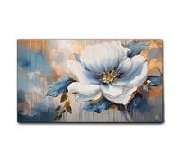 Giallobus - Quadro - 25 - Fiori bianchi e oro - Tela Canvas Telaio Standard - 100x60 - Pronto da appendere - Quadri moderni per la casa