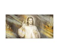 Giallobus - Quadro - 27 - Capezzale Moderno Sacra Famiglia per la casa - Cristo Salvatore - Vetro Acrilico - 100x50 - Pronto da Appendere - Quadri Moderni per la casa