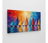 Giallobus - Quadro - 27 - Vele colorate - Tela Canvas Telaio Standard - 70L x 40l cm - Pronto da appendere - Quadri moderni per la casa
