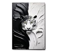 Giallobus - Quadro - 47 - Tigre bianca e nera - Tela Canvas Telaio Standard - 50x70 - Pronto da appendere - Quadri moderni per la casa