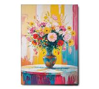 Giallobus - Quadro - 50 - Vaso di fiori splash - Tela Canvas Telaio Standard - 100x140 - Pronto da appendere - Quadri moderni per la casa