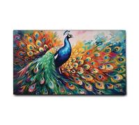 Giallobus - Quadro - 62 - Pavone maestoso - Tela Canvas Telaio Standard - 70x40 - Pronto da appendere - Quadri moderni per la casa
