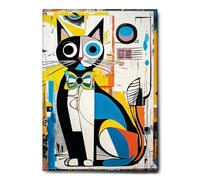 Giallobus - Quadro - 84 - Gatto con Papillon - Tela Canvas Telaio Standard - 100x140 - Pronto da Appendere - Quadri Moderni per la casa