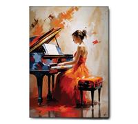 Giallobus - Quadro - 93 - Ragazza al piano - Tela Canvas Telaio Standard - 100x140 - Pronto da appendere - Quadri moderni per la casa
