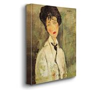 Giallobus - Quadro - Amedeo Modigliani - Donna con Cravatta Nera - Tela Canvas Telaio Premium Alto Spessore - 50x70 - Pronto da Appendere - Quadri Moderni per la casa