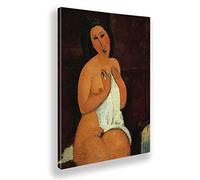 Giallobus - Quadro - Amedeo Modigliani - Nudo Seduto con Camicia - Tela Canvas Telaio Standard - 70x100 - Pronto da Appendere - Quadri Moderni per la casa
