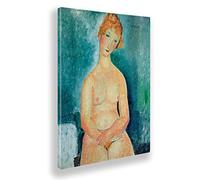 Giallobus - Quadro - Amedeo Modigliani - Nudo Seduto con Capelli Rossi - Tela Canvas Telaio Standard - 50x70 - Pronto da Appendere - Quadri Moderni per la casa