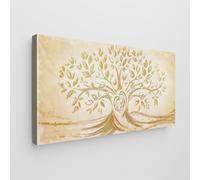 Giallobus - Quadro - Art Capezzale moderno II - Tela Standard - 140L x 70l cm - 06 - Sacra Famiglia e Albero della vita - Gold - Pronto da appendere - Quadri moderni per la casa