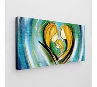 Giallobus - Quadro - Art Capezzale moderno - Tela Standard - 100L x 50l cm - 16 - Abbraccio Sacra Famiglia - Pronto da appendere - Quadri moderni per la casa