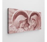 Giallobus - Quadro - Art Capezzale moderno - Tela Standard - 100x50-14 - Benedizione della Sacra Famiglia - Rosa antico - Pronto da appendere - Quadri moderni per la casa