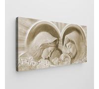 Giallobus - Quadro - Art Capezzale moderno - Tela Standard - 140x70-12 - Benedizione della Sacra Famiglia - Beige - Pronto da appendere - Quadri moderni per la casa
