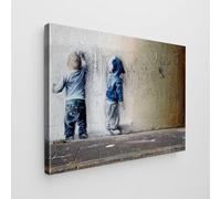 Giallobus - Quadro - Banksy - Art Banksy - Tela Standard - 140L x 100l cm - 12 - Bambini Graffiti - Pronto da appendere - Quadri moderni per la casa