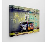 Giallobus - Quadro - Banksy - Art Banksy - Tela Standard - 70x50-05 - Bambini pipì - Pronto da appendere - Quadri moderni per la casa