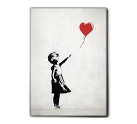 Giallobus - Quadro - Banksy - Bimba palloncino cuore rosso - Tela Canvas Telaio Premium Alto Spessore - 50x70 - Pronto da appendere - Quadri moderni per la casa