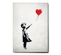 Giallobus - Quadro - Banksy - Bimba palloncino cuore rosso - Tela Canvas Telaio Standard - 35x50 - Pronto da appendere - Quadri moderni per la casa