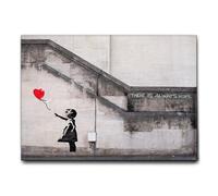 Giallobus - Quadro - Banksy - Bimba palloncino rosso - Tela Canvas Telaio Standard - 100x70 - Pronto da appendere - Quadri moderni per la casa