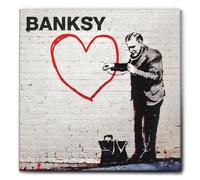 Giallobus - Quadro - Banksy - Cuore Dottore - Tela Canvas Telaio Standard - 100x100 - Pronto da appendere - Quadri moderni per la casa