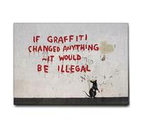 Giallobus - Quadro - Banksy - If graffiti changed anything - Tela canvas - 70x50 - Pronto da appendere - Quadri moderni per la casa
