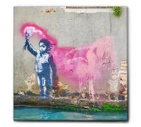 Giallobus - Quadro - Banksy - Naufrago bambino - Tela Canvas Telaio Standard - 100x100 - Pronto da appendere - Quadri moderni per la casa