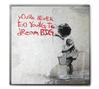 Giallobus - Quadro - Banksy - Never too young - Tela Canvas Telaio Standard - 35x35 - Pronto da appendere - Quadri moderni per la casa