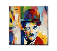 Giallobus - Quadro - Charlie Chaplin - Tela Canvas Telaio Premium Alto Spessore - 50x50 - Pronto da appendere - Quadri moderni per la casa
