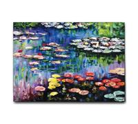 Giallobus - Quadro - Claude Monet - Ninfee dello stagno a Giverny - Tela Canvas Telaio Standard - 50L x 35l cm - Pronto da appendere - Quadri moderni per la casa