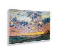 Giallobus - Quadro - Claude Monet - Panorama al tramonto - Tela Canvas Telaio Standard - 140x80 - Pronto da appendere - Quadri moderni per la casa