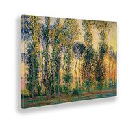 Giallobus - Quadro - Claude Monet - Pioppi a Giverny - Tela Canvas Telaio Standard - 70x50 - Pronto da appendere - Quadri moderni per la casa