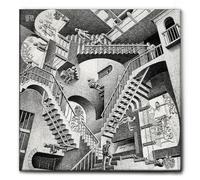 Giallobus - Quadro - Maurits Cornelis Escher - Relativity - Tela Canvas Telaio Standard - 100L x 100l cm - Pronto da appendere - Quadri moderni per la casa